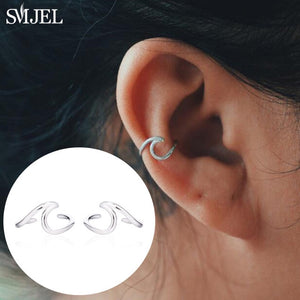 SMJEL Bohemian Vintage Earrings Jewelry Leaf Geometric Round Stud Earrings for Women Simple Bar Leaf Earing Ear Climber Girls
