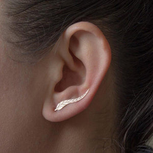 SMJEL Bohemian Vintage Earrings Jewelry Leaf Geometric Round Stud Earrings for Women Simple Bar Leaf Earing Ear Climber Girls