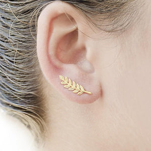 SMJEL Bohemian Vintage Earrings Jewelry Leaf Geometric Round Stud Earrings for Women Simple Bar Leaf Earing Ear Climber Girls