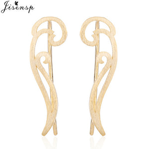 Jisensp Punk Waves Ear Climbers Earrings for Women Stud Earrings Ear Crawler Bohemian Cute Earing Piercing Earings pendientes