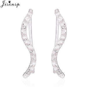 Jisensp Punk Waves Ear Climbers Earrings for Women Stud Earrings Ear Crawler Bohemian Cute Earing Piercing Earings pendientes