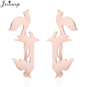 Jisensp Punk Waves Ear Climbers Earrings for Women Stud Earrings Ear Crawler Bohemian Cute Earing Piercing Earings pendientes